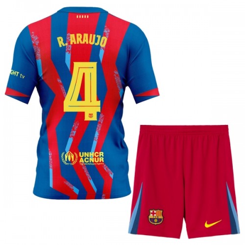 Dječji Dresovi FC Barcelona R. Araujo 4 Četvrta 2025-26 - Kratki Rukavima Dječji Dresovi FC Barcelona R. Araujo 4 Četvrta 2025-26 - Kratki Rukavima