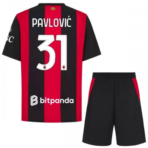 Dječji Dresovi AC Milan Pavlovic 31 Domaći 2026-27 - Kratki Rukavima Dječji Dresovi AC Milan Pavlovic 31 Domaći 2026-27 - Kratki Rukavima