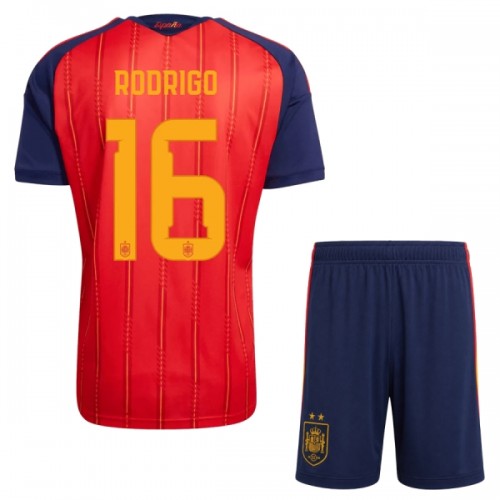 Dječji Dresovi Španjolska 2 Stars Rodrigo 16 Domaći Svjetsko Prvenstvo 2026 - Kratki Rukavima Dječji Dresovi Španjolska 2 Stars Rodrigo 16 Domaći Svjetsko Prvenstvo 2026 - Kratki Rukavima