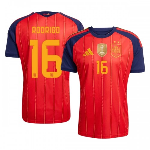 Dresovi Španjolska 2 Stars Rodrigo 16 Domaći Svjetsko Prvenstvo 2026 - Kratki Rukavima Dresovi Španjolska 2 Stars Rodrigo 16 Domaći Svjetsko Prvenstvo 2026 - Kratki Rukavima
