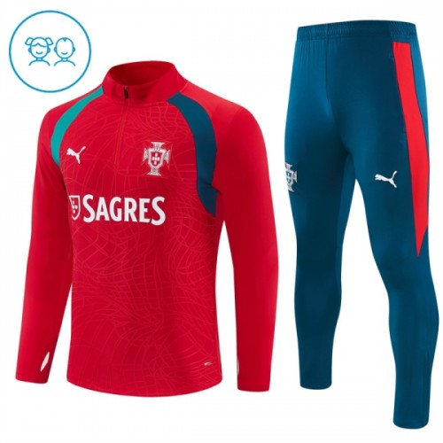 Dječji Portugal Komplet trenirke za trening 2026-27 Quarter-zip Crvena Dječji Portugal Komplet trenirke za trening 2026-27 Quarter-zip Crvena