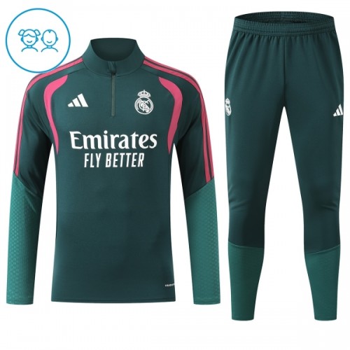 Dječji Real Madrid Komplet trenirke za trening 2026-27 Quarter-zip Zelena Dječji Real Madrid Komplet trenirke za trening 2026-27 Quarter-zip Zelena
